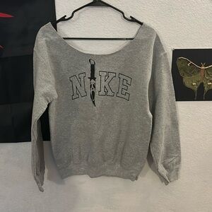 ghost face knife nike off the shoulder crewneck
